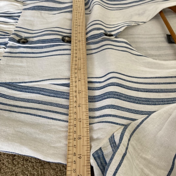 Chelsea and Theodore Lovely Blue and White Stripped Linen + viscose Dress Sz Med - Picture 6 of 9